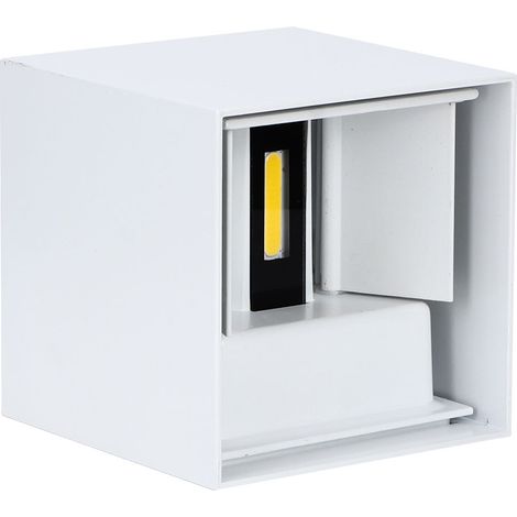 LED-Außenwandleuchte, wasserdicht (IP65), Aluminium, 86–265 V, 3000–3200 K, quadratisch, 10 x 10 cm, weiß, 6 W, modern inkl. Inbusschlüssel, Schrauben, Muttern und Bedienungsanleitung (1/5)