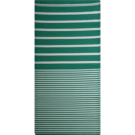 Tapis d'Extérieur Vert et Blanc en Polypropylène Motif à Rayure pour Terrasse au Style Moderne 90 x 180 cm Beliani