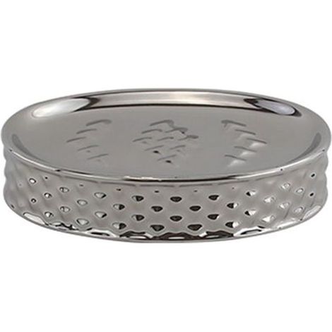 Cleafe - Piattino Porta Sapone Saponetta Accessorio Bagno Silver Con Effetto Cuoricini 87819 - (1/2)