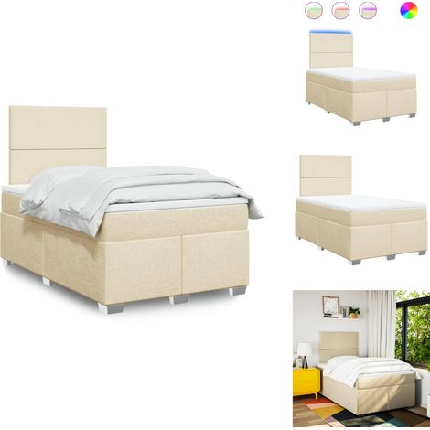 The Living Store Sommier à lattes de lit avec matelas crème 120x190 cm tissu - Matelas à ressorts ensachés (1/5)