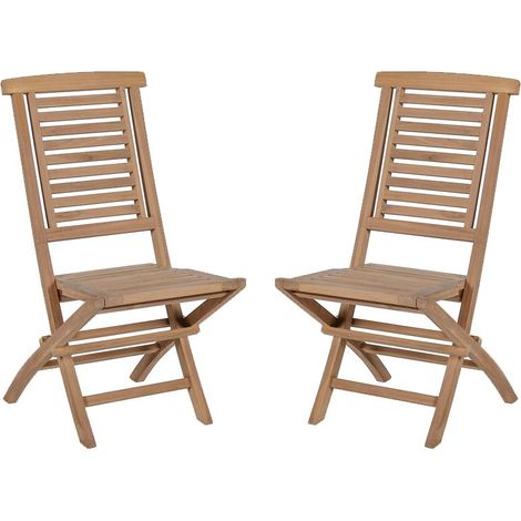 Lot de 2 chaises pliantes teck massif GARDEN modèle B - 48x60x95 cm - Kayu Meuble (1/5)