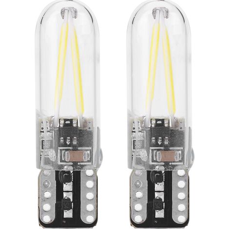 Terisass 1 Paar 8-28V W5W T10 Glas COB LED Filament 6500K 250LM Autoinnenraum Innen Leselampe DRL Blinker (Weiß)..
