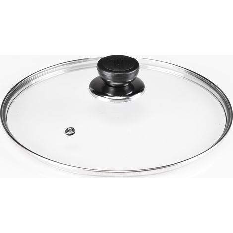 Coperchio in vetro da 24 cm – Resistente al calore – Manico in bachelite, Shadow Black – Coperchio universale per pentole e padelle, adatto a tutti i fornelli e piani cottura