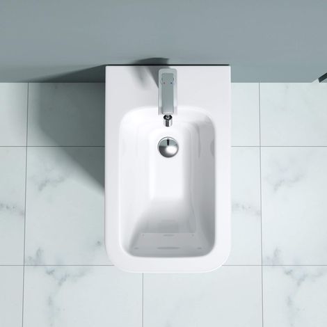 Doporro – Bidet sur pied en céramique blanc 36x55x41cm – Revêtement nano pour entretien facile – Conception sans rebords pour nettoyage rapide - ren112