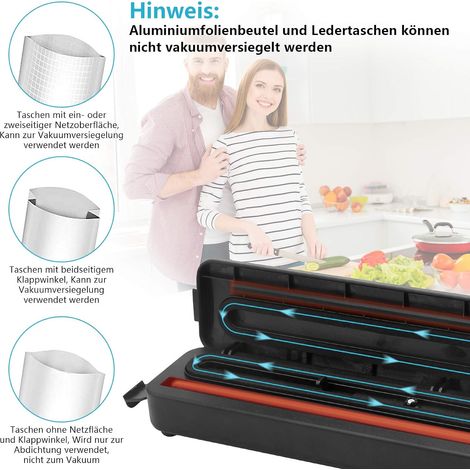 Soudeuse sous vide, soudeuse sous vide, soudeuse de film compacte avec cutter pour modes alimentaire, sec et humide, 2 rouleaux de film professionnels, films jusqu'à 28 cm de large (1/5)
