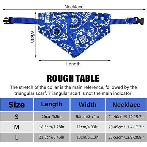 Bandanas Chien Collier Bandana Foulards Triangle Bavoirs Réglables Petit Moyen Grand Chiens Chats Chiot Rouge Bleu Noir Rose S (1/4)