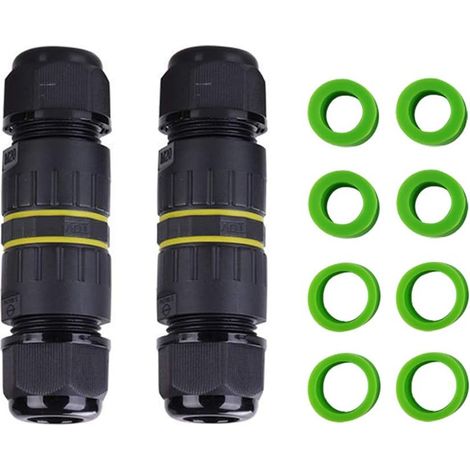 FLITI 2-teilige wasserdichte Anschlussdose, IP68-Außenkabelverbinder, wasserdichte Steckverbinder, 3-polige Anschlussdose für Kabel Ø 5–12 mm (1/4)