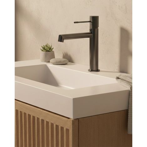 Exagonshop Rubinetto lavabo senza scarico in ottone grigio