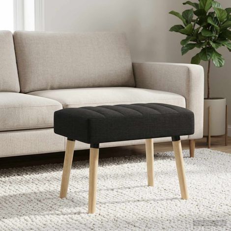 Banc capitonné noir en tissu avec coussin épais 60 x 40 x 45 cm - PANGIVO (1/5)