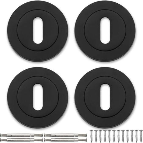 2 paires de cache-trous 52MM noir mat pour trou de serrure -Finition résistante à l'usure et à la rouille - Couleur noire (1/4)