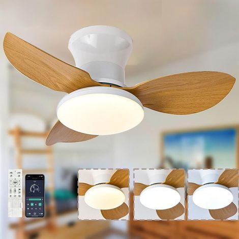 Plafonnier avec ventilateur et télécommande pour salon/chambre, intensité lumineuse réglable été/hiver, fonction mémoire, 6 vitesses, blanc (1/5)