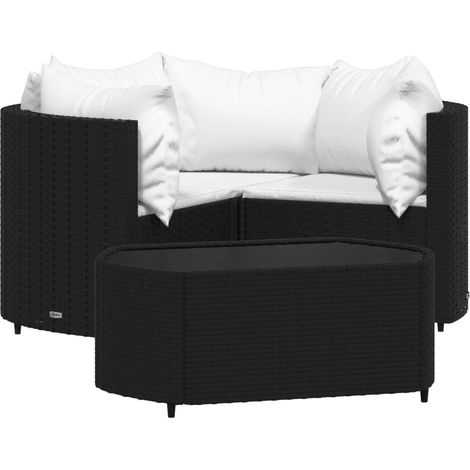 Maison Exclusive - 4-tlg. Garten-Lounge-Set mit Kissen Schwarz Po