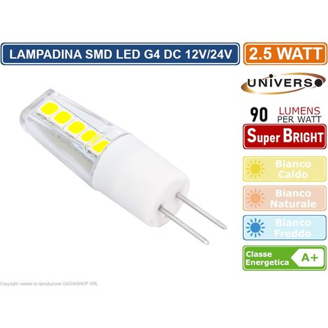 UNIVERSO LAMPADINA LED G4 2.5W BULB CHIP SMD 300° 220 LUMEN AC/DC 12V - Colore Luce:Bianco Naturale