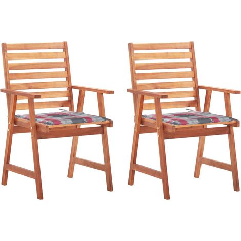 Teenpull – Garten-Essstühle 2 Stk. mit Kissen Massivholz Akazie (1/5)