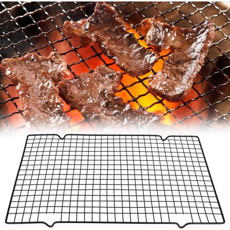 Grille de barbecue rectangulaire en fil métallique, grille de cuisson pour grillades extérieures, accessoire de camping et pique-nique, maille en acier, 1 pièce. (1/3)