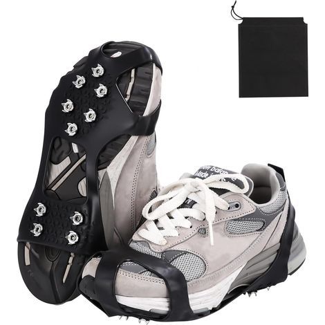 (Size M (Size 35-40)) 1 Double Spike Crampons Anti-Slip Claws Anti-Slip Shoes Snow Grips Cleats with 10 Snow Spikes, Winter Hiking Hunting Walking, Unisex Anti-Slip Protection