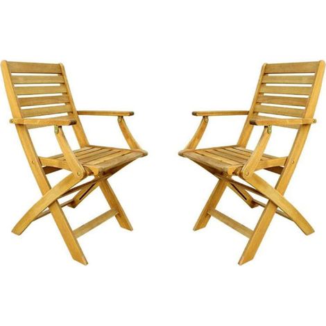COPPIA SEDIE SEDIA LEGNO ACACIA GIARDINO ESTERNO BRACCIOLI 52x53xh85 (1/2)