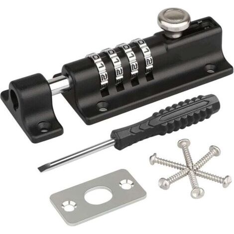 Green Mobility-Loquet à combinaison , [avec tournevis] Serrure de porte à code, serrure à combinaison étanche à 4 chiffres avec vis de fixation de sécurité pour armoire, garage, abri de jardin (1 pièc (1/4)