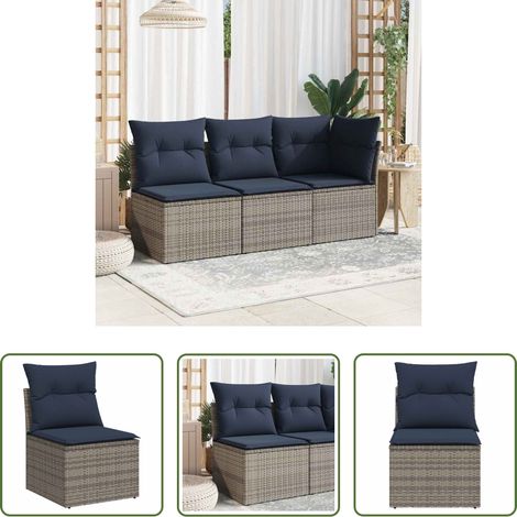 Canapé extérieur - Canapé de jardin avec coussin Gris 55 x 62 x 69 cm polyrotin (1/5)