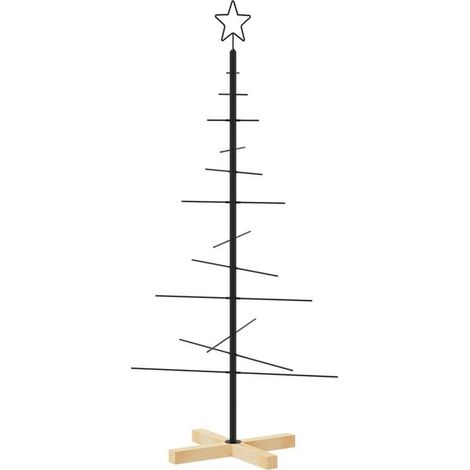 Sapin de Noël en métal, base en bois noir, 120 cm (1/5)