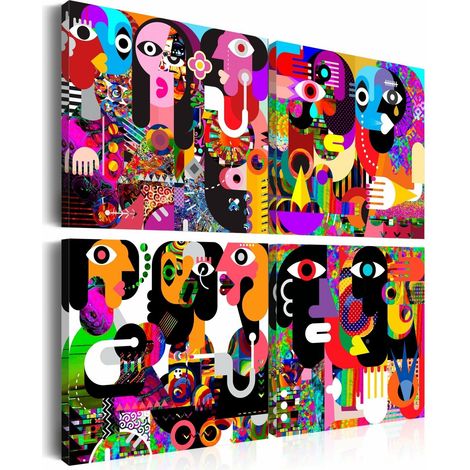 Tableau conversations abstraites - 80 x 80 cm