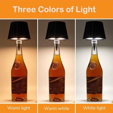 Lampada per bottiglia di vino senza fili, lampada per bottiglia di vino a LED senza fili, lampada da tavolo touch dimmerabile a tre colori (1/4)