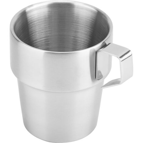 Lot de 4 tasses à café en acier inoxydable robuste avec support pour usage domestique et caféteria (1/5)