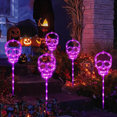 Solarbetriebene Halloween-Geisterlaternen für den Außenbereich, 5er-Pack, wasserdichte Dekorationen für Garten, Terrasse und Wege, 8 gruselige Beleuchtungsmodi, Solar-Außenbeleuchtung für Terrassen (S (1/5)