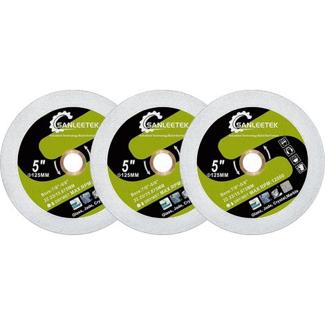 Diamond Disc for Glass – 3 x 125 mm Saw Blade Diamond Cutting and Grinding for Glass Jade Crystal Wine Bottle (1/5)