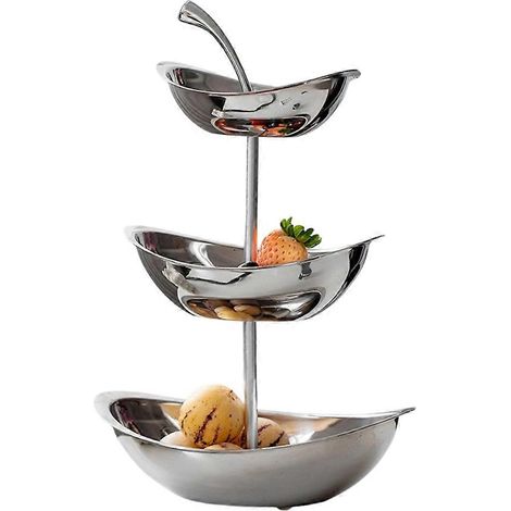 Aihem Ovale Obstschale aus Edelstahl – Elegante Kuchen- und Gebäckschale für Couchtisch und Wohnzimmer, 3-stöckig (1/5)