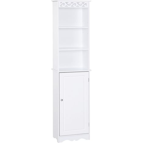 Mobile a Colonna per Bagno in Legno 40x23x160 cm Floreale Bianco (1/5)