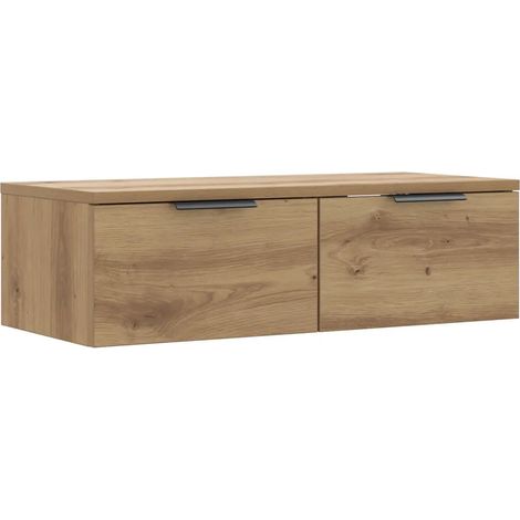 Mobiletto a muro in legno composito 68 x 30 x 20 cm versatile dal design elegante pratico per riporre oggetti realizzato a mano in legno di rovere 020050987