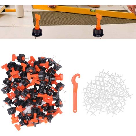 Système de nivellement de carrelage réutilisable, 1 clé, 50 outils de pose de carrelage, 100 pièces (1/3)