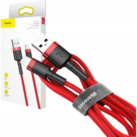 Cable USB Lightning Baseus Cafule 2.4A 0.5m (Rojo) (1/5)