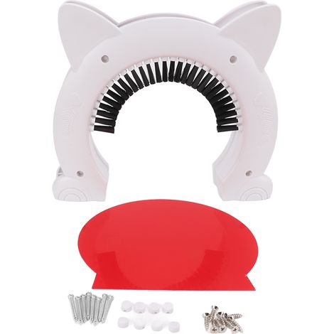 Passe-chat intérieur en acier inoxydable avec brosse de toilettage pour chats (grand modèle), blanc (1/5)