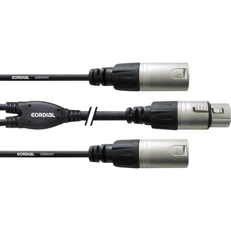 Cordial CFY0.3FMM XLR Cavo adattatore [2x Spina XLR - 1x Presa XLR] 30.00 cm Nero