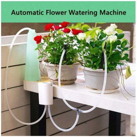NALOOKAMIC Pompe d'arrosage automatique à 8 têtes, contrôleur pour fleurs et plantes, dispositif d'irrigation goutte à goutte, minuterie de pompe, outil de jardinage