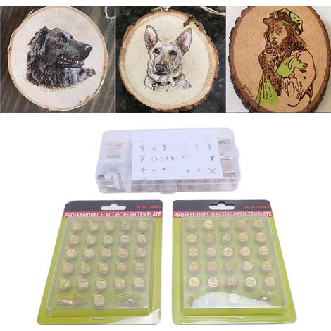Brandmalerei-Set mit Kupferspitzen – Set mit 110 Buchstaben, Zahlen und Symbolen für DIY-Bastelarbeiten auf Holz und Leder – inklusive Aufbewahrungsbox (1/5)