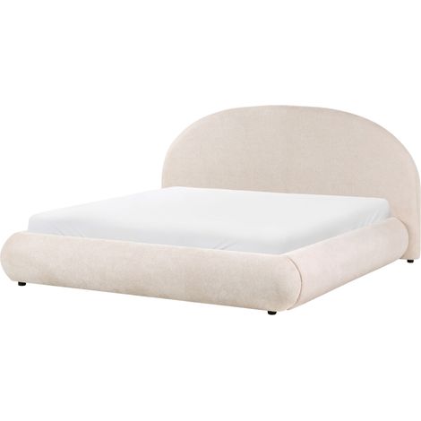 Letto basso con contenitore rivestito con rete sollevabile e trapuntatura 180 x 200 cm beige chiaro Grasse