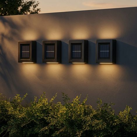 4 Pack Compact Solar Outdoor Wall 2 Way Light (1/2)