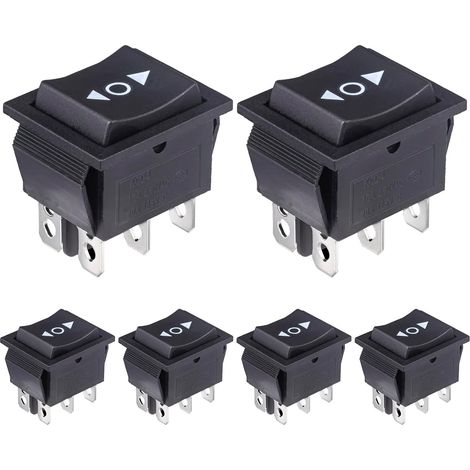 Interrupteur a Bascule Momentané 3 Positions 6 Broches 16A 250VAC 20A 125VAC DPDT Interrupteurs à Rappel Bouton Poussoir Noir Interrupteurs à bascule momentané 6 bornes - Noir Position : ON-OFF-ON (1/4)