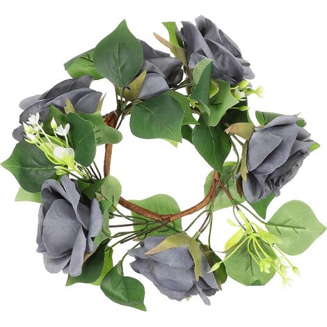 Couronne de bougies en forme de rose artificielle, centre de table décoratif pour mariage, bleu (1/5)