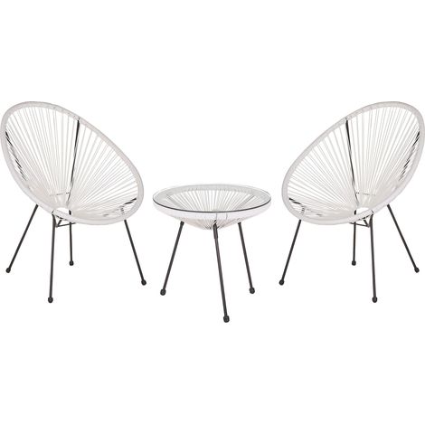 Bistro Set ACAPULCO II Polyrattan Weiß