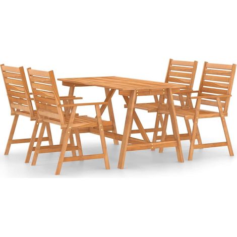 Juego de comedor para jardín 5 piezas madera maciza de acacia vidaXL (1/5)