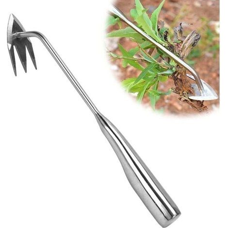 Tondeuse à gazon manuelle multifonctionnelle en acier inoxydable, tondeuse à gazon verticale à long manche, tondeuse à gazon manuelle légère en forme de V, adaptée aux pelouses, jardins, patios et fer (1/4)