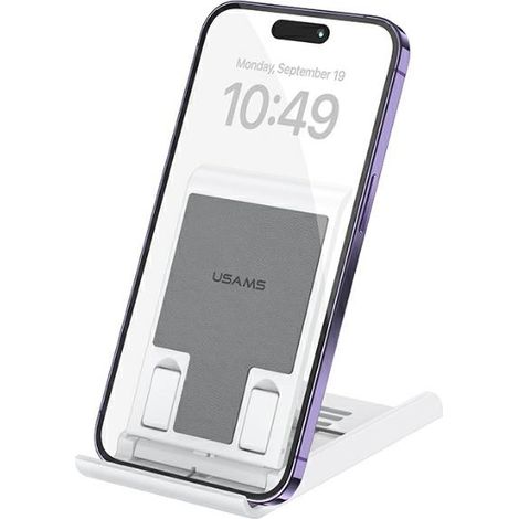 Soporte de escritorio plegable para teléfono/tableta USAMS, color blanco. (1/4)