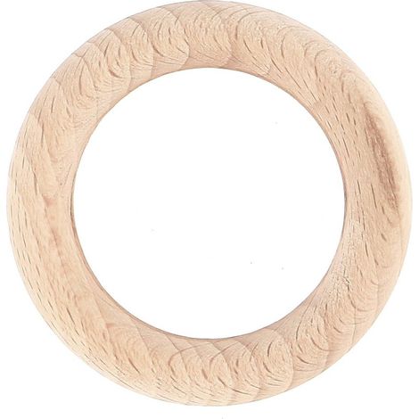Juego de 10 anillas de madera Alma para barras de cortina de 28 mm de diámetro, madera natural mate sin tratar. MOBOIS