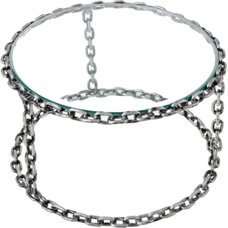 Table basse ronde FORGIA 63 cm en verre trempé et structure chaînes métalliques argentées