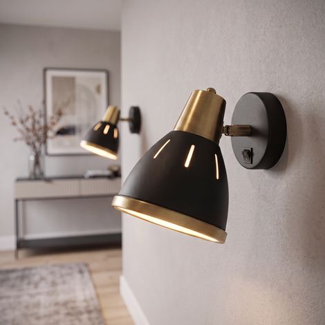 Applique murale orientable avec interrupteur noir et or (1/5)