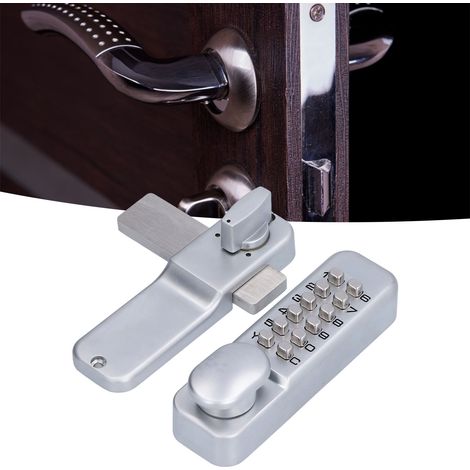 Cerradura mecánica con código – Cerradura antirrobo sin pilas para puertas dobles (madera, cristal) – Aleación de zinc – 1288 g – Kit de montaje completo (1/5)